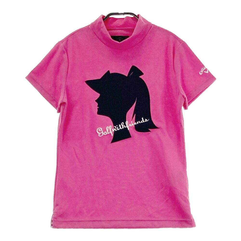 CALLAWAY キャロウェイ ハイネック 半袖Tシャツ リボン ピンク系 M 【中古】ゴルフウェア レディース
