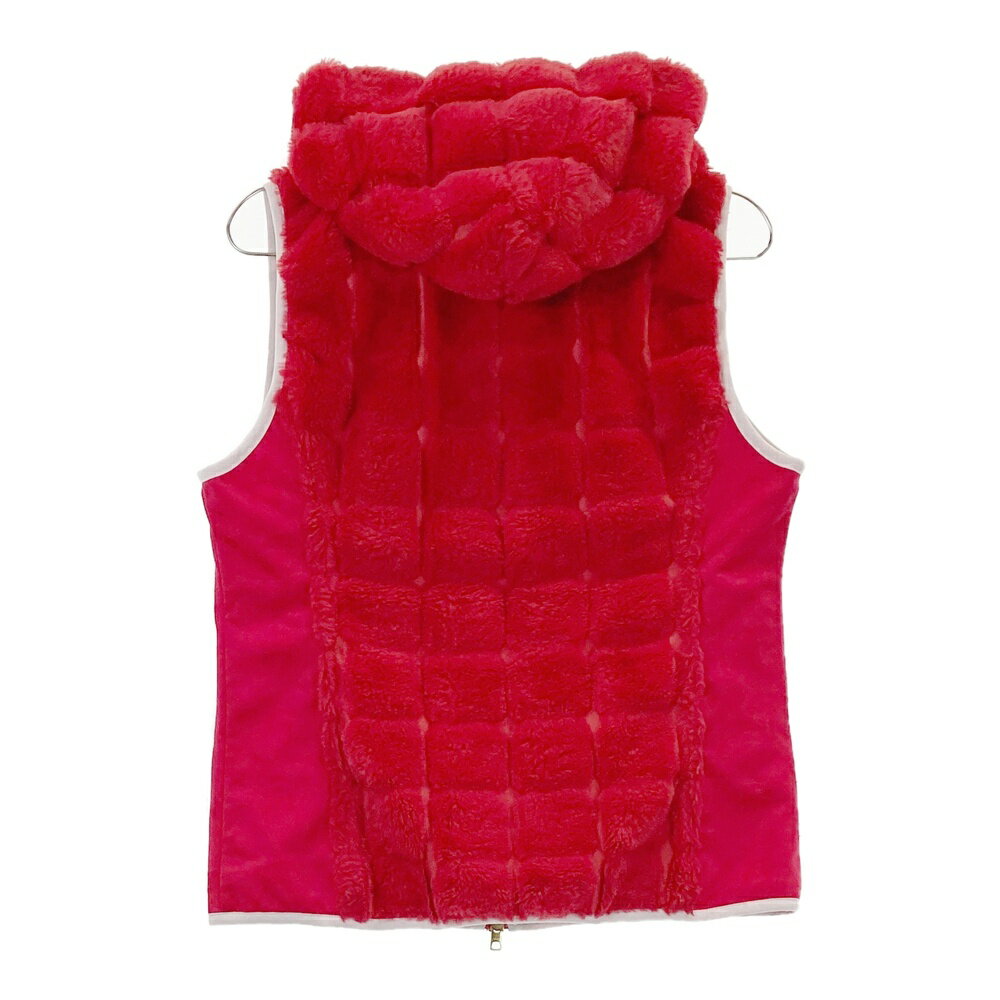 CALLAWAY キャロウェイ フード付ボアジップベスト 切替 車柄 レッド系 L 【中古】ゴルフウェア レディース