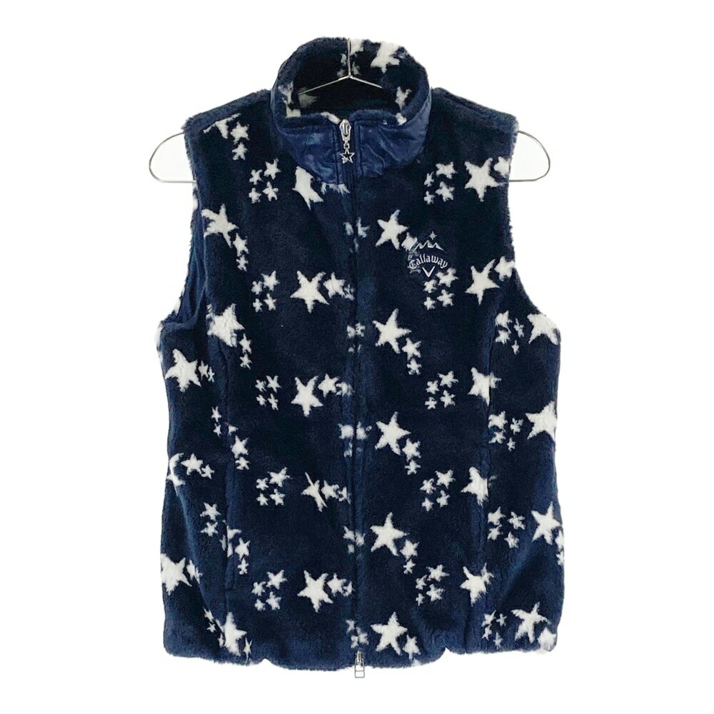 CALLAWAY キャロウェイ ボア ジップベスト 端柄 ネイビー系 M 【中古】ゴルフウェア レディース