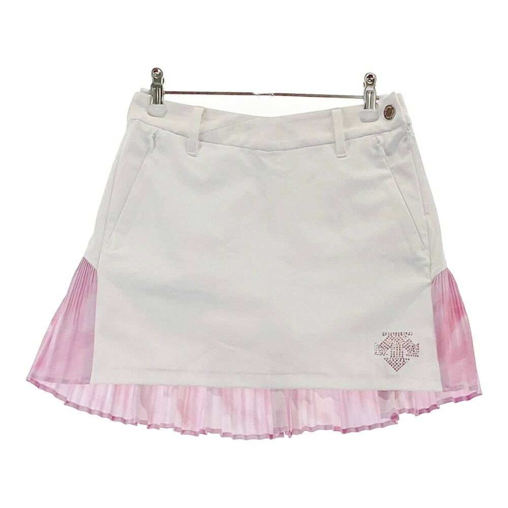 DESCENTE GOLF デサントゴルフ インナー付スカート プリーツ切替 ホワイト系 58/SS 【中古】ゴルフウェア レディース