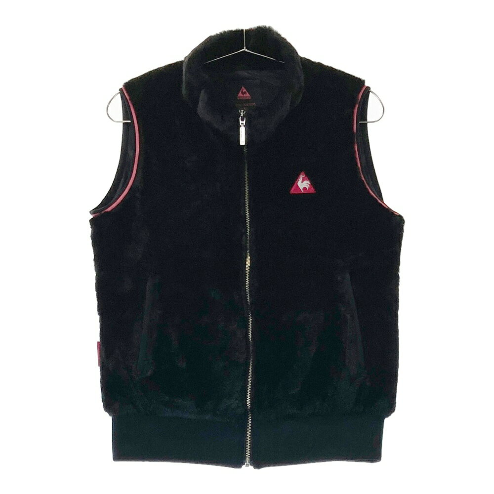 LE COQ GOLF ルコックゴルフ ボア ジップベスト ブラック系 M 【中古】ゴルフウェア レディース