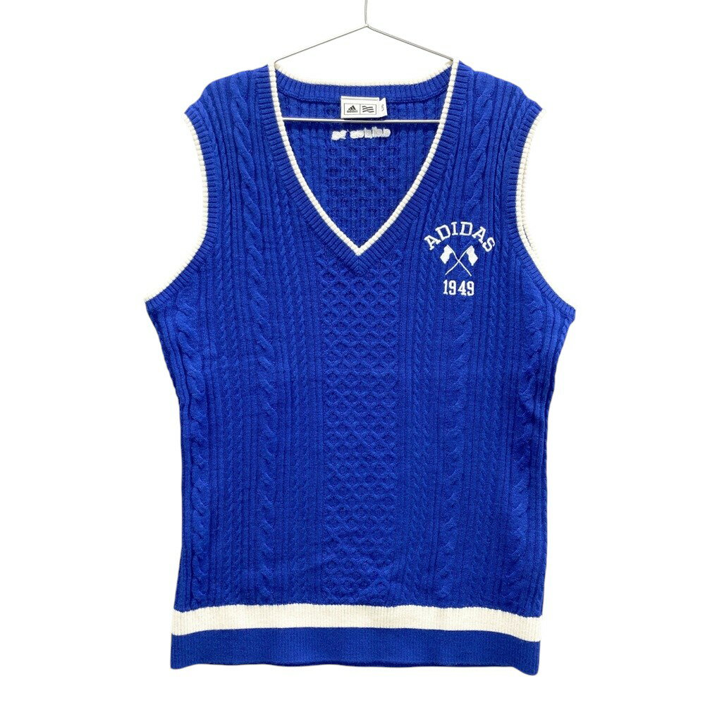 ADIDAS GOLF アディダスゴルフ Vネック ニットベスト ブルー系 L 【中古】ゴルフウェア レディース