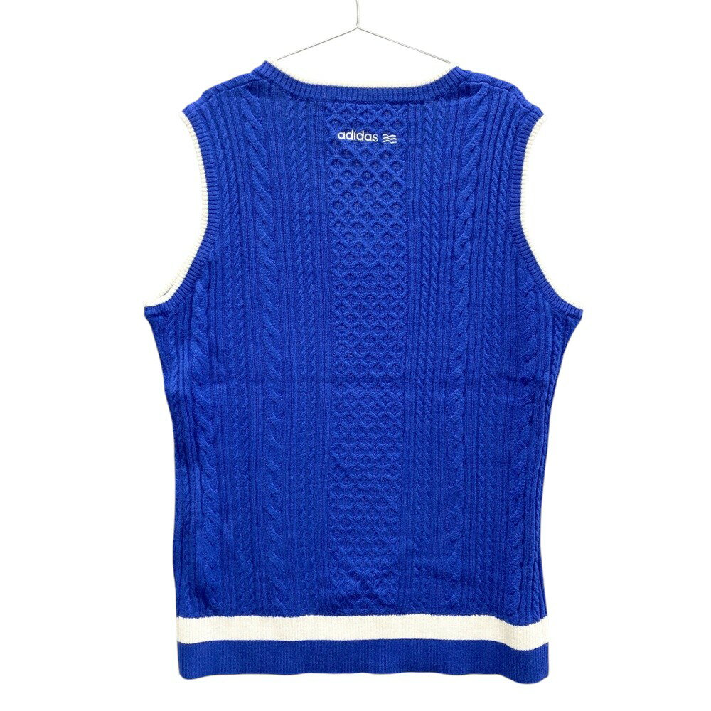 ADIDAS GOLF アディダスゴルフ Vネック ニットベスト ブルー系 L 【中古】ゴルフウェア レディース