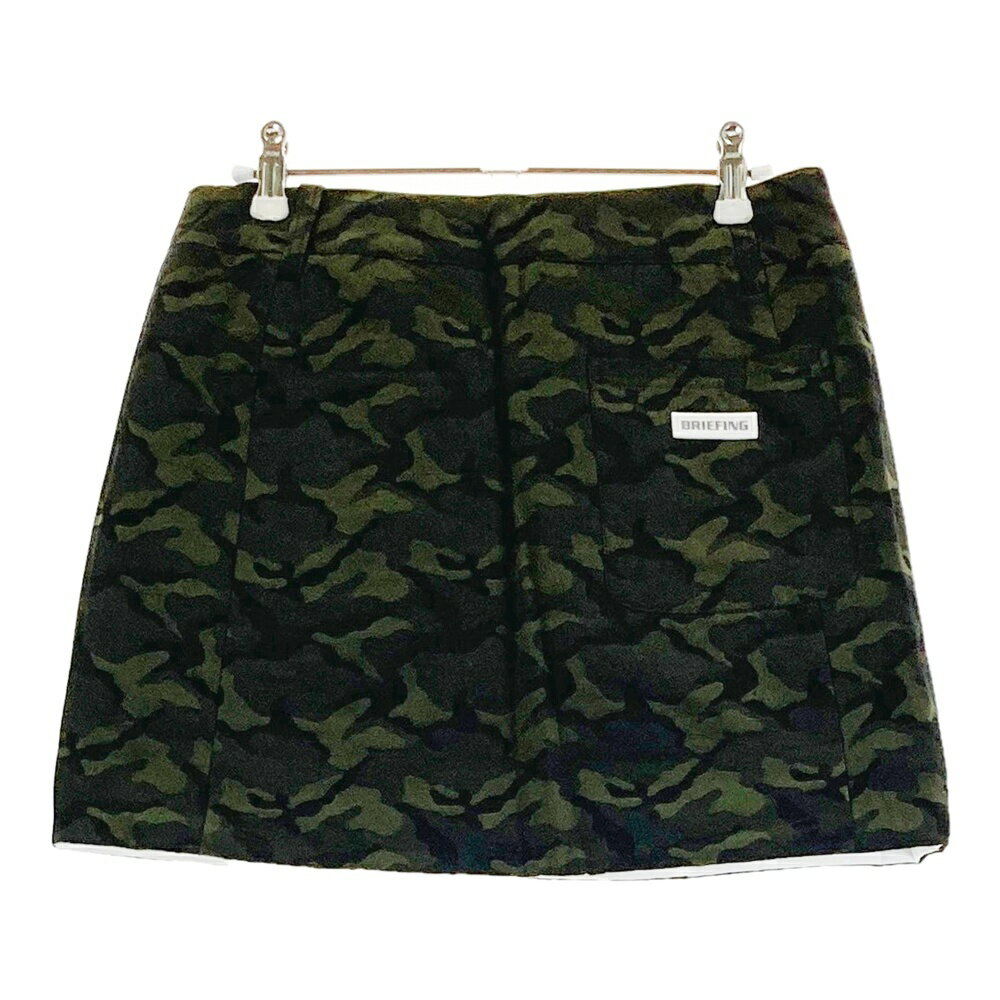 BRIEFING GOLF ブリーフィング リバーシブル中綿ジップスカート カモフラ柄 カーキ系 S 【中古】ゴルフウェア レディース