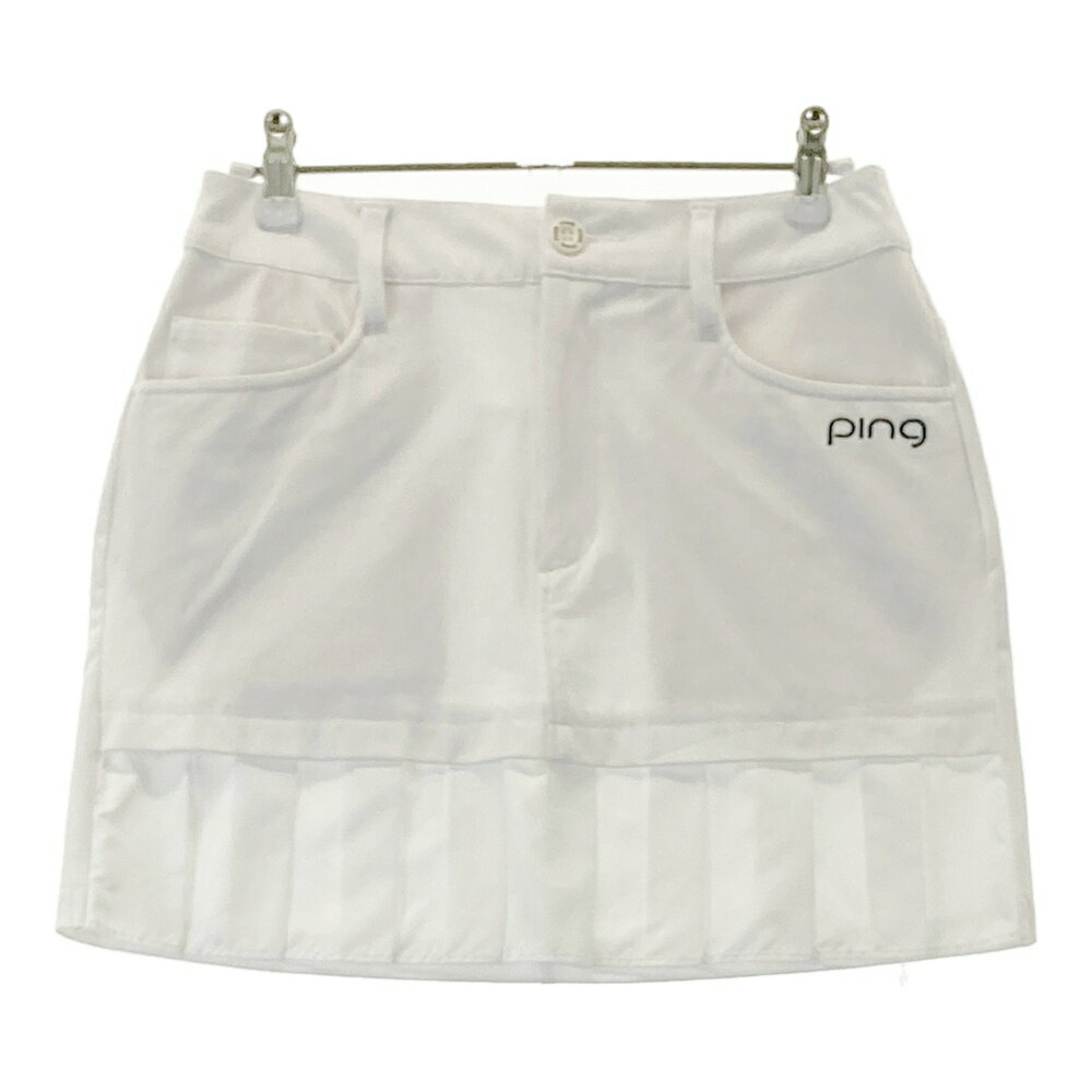PING ピン 2025年モデル プリーツ切替 ストレッチスカート ホワイト系 SS 【中古】ゴルフウェア レディース