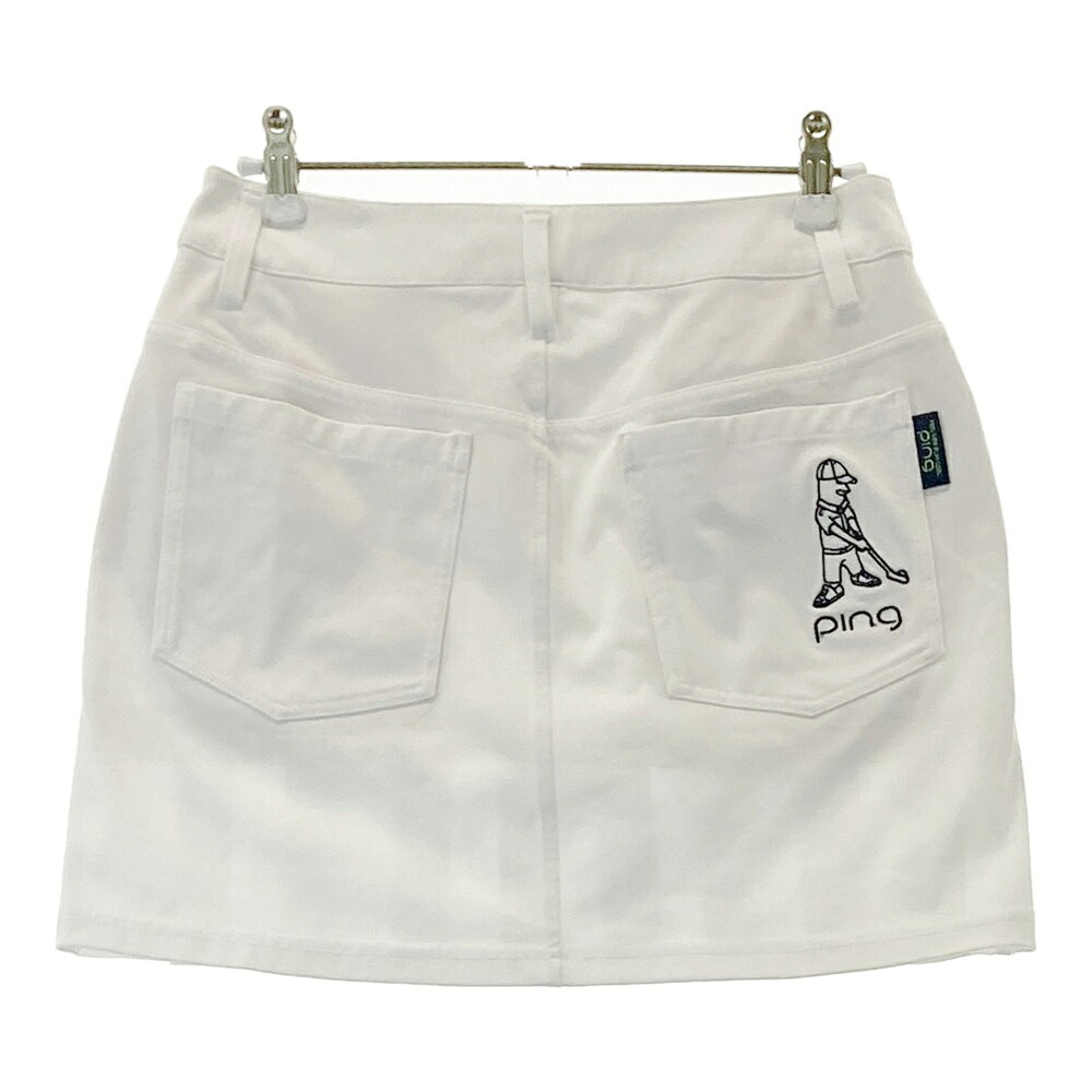 PING ピン 2025年モデル プリーツ切替 ストレッチスカート ホワイト系 SS 【中古】ゴルフウェア レディース