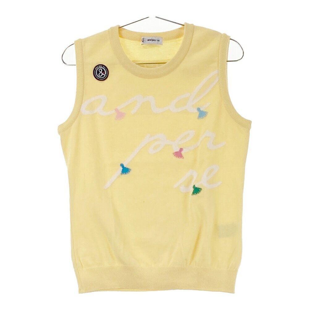 AND PER SE アンパスィ ニットベスト イエロー系 L 【中古】ゴルフウェア レディース