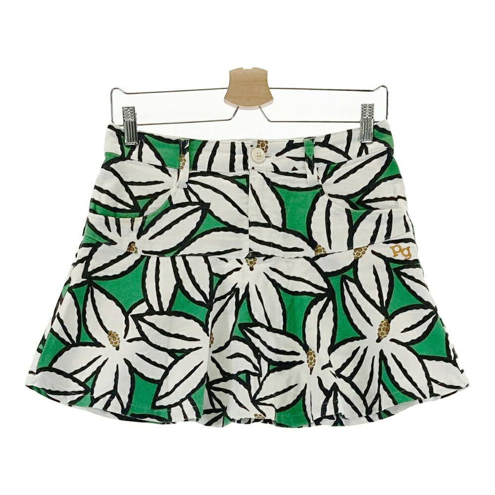 PEARLY GATES パーリーゲイツ ストレッチフレアスカート 花柄 グリーン系 0 【中古】ゴルフウェア レデ..