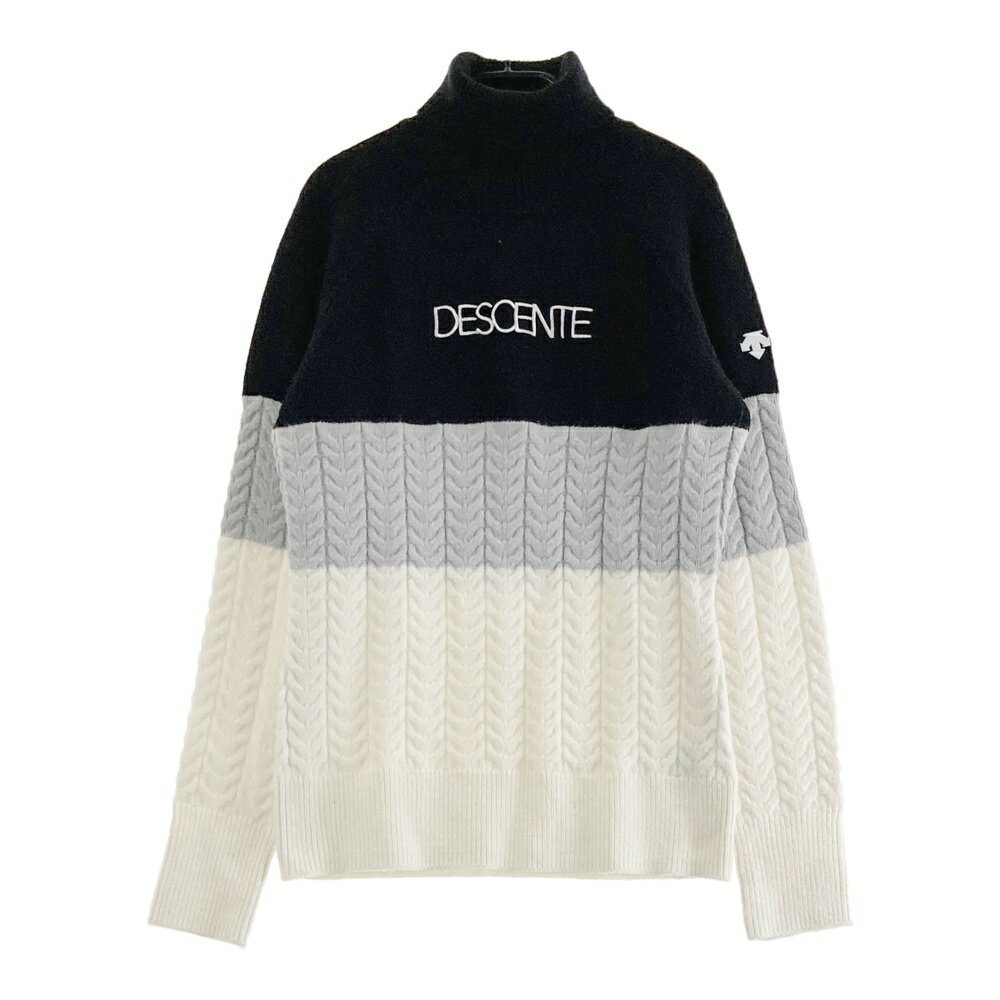 DESCENTE GOLF デサントゴルフ DGWUJL09 タートルネック ケーブル ニットセーター ブラック系 M 【中古】ゴルフウェア レディース