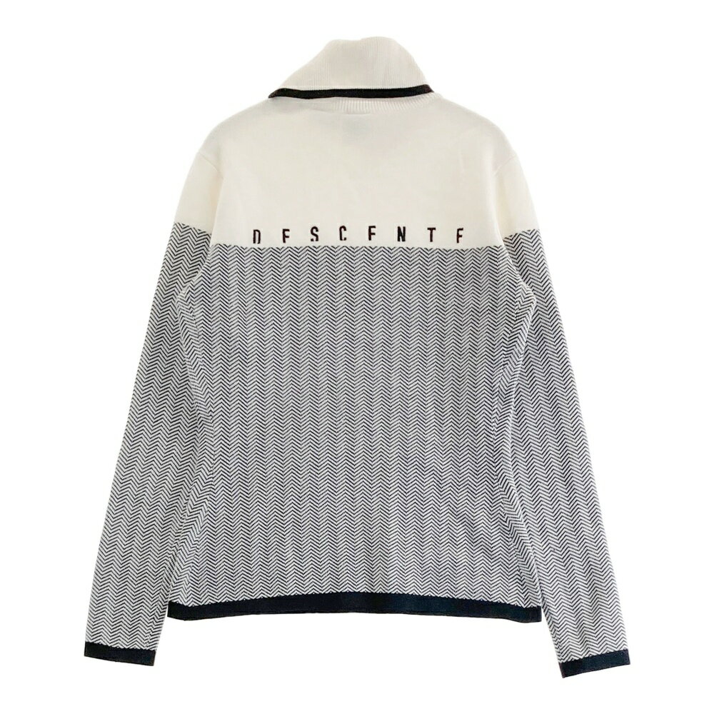 DESCENTE GOLF デサントゴルフ ウール混 タートルネック ニットセーター ヘリンボーン柄 ブラック系 S 【中古】ゴルフウェア レディース