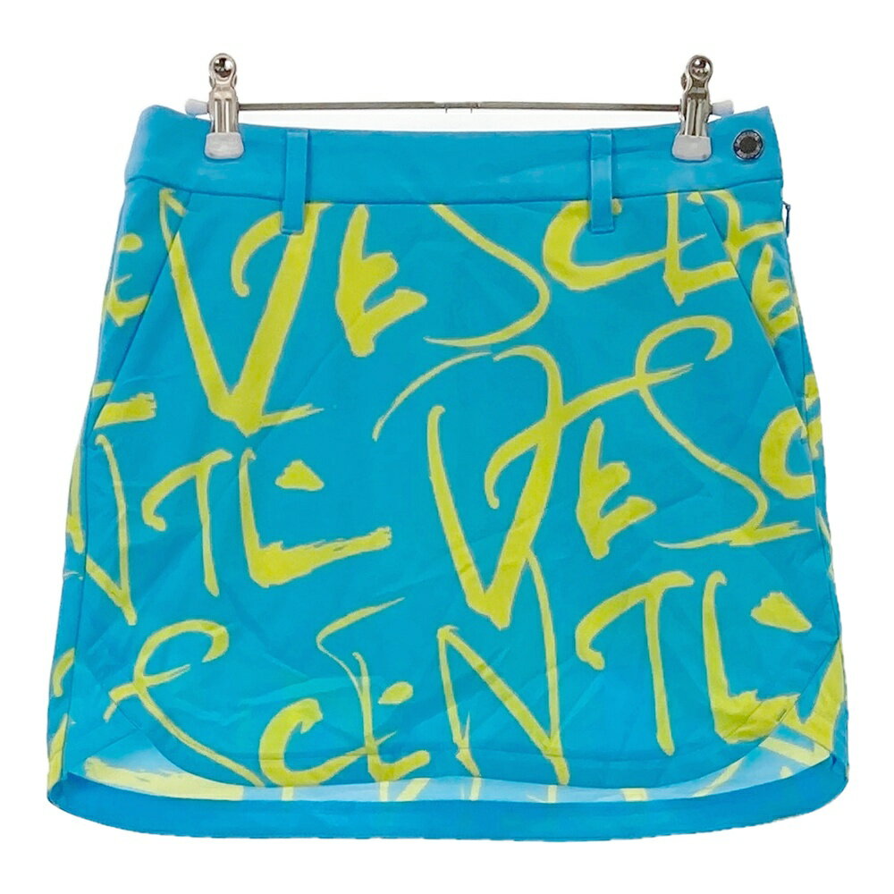 DESCENTE GOLF デサントゴルフ ×万美コレクション インナー付スカート 総柄 ブルー系 S 【中古】ゴルフウェア レディース