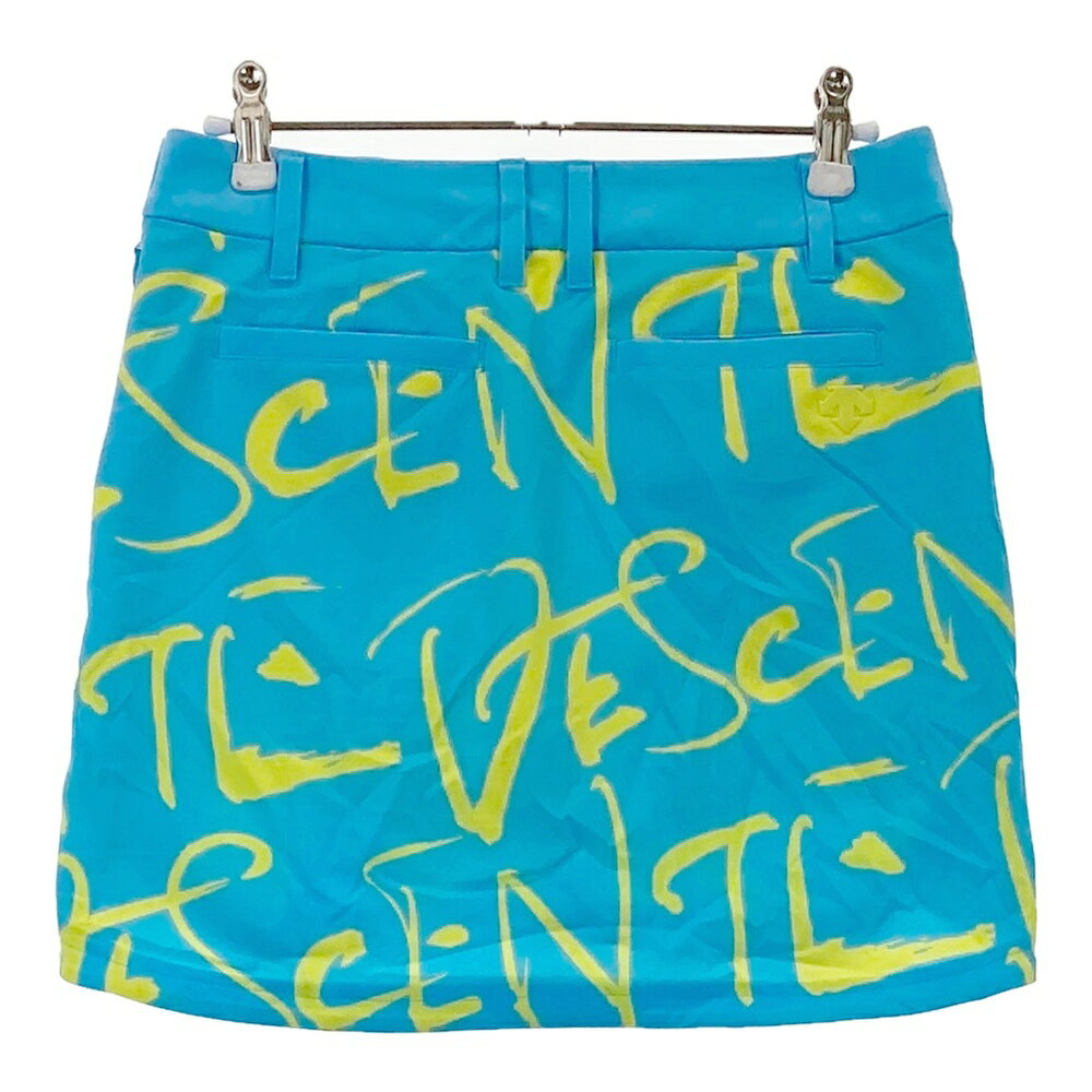 DESCENTE GOLF デサントゴルフ ×万美コレクション インナー付スカート 総柄 ブルー系 S 【中古】ゴルフウェア レディース
