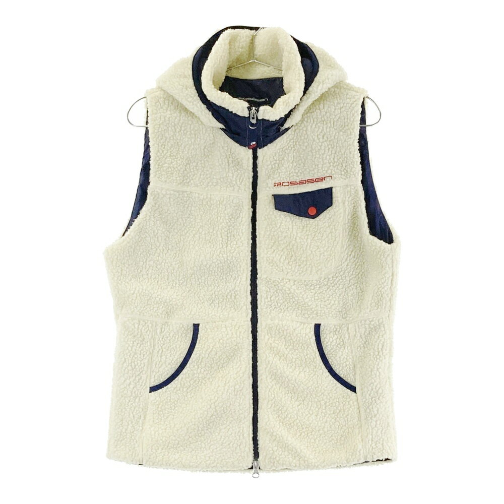 ROSASEN ロサーセン 2WAY裏地付ボアジップベスト ホワイト系 L 【中古】ゴルフウェア レディース