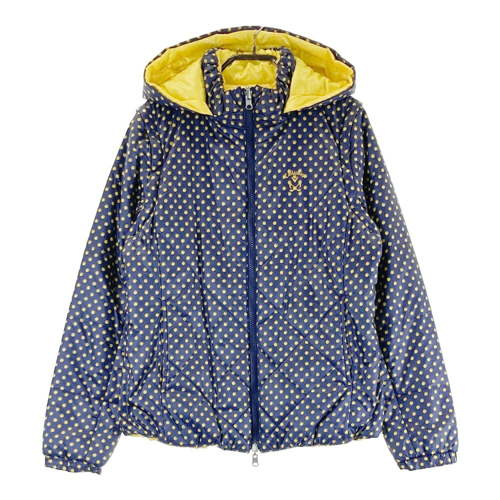 CALLAWAY キャロウェイ 2WAY リバーシブル 中綿ジャケット ドット柄 ネイビー系 L 【中古】ゴルフウェア レディース
