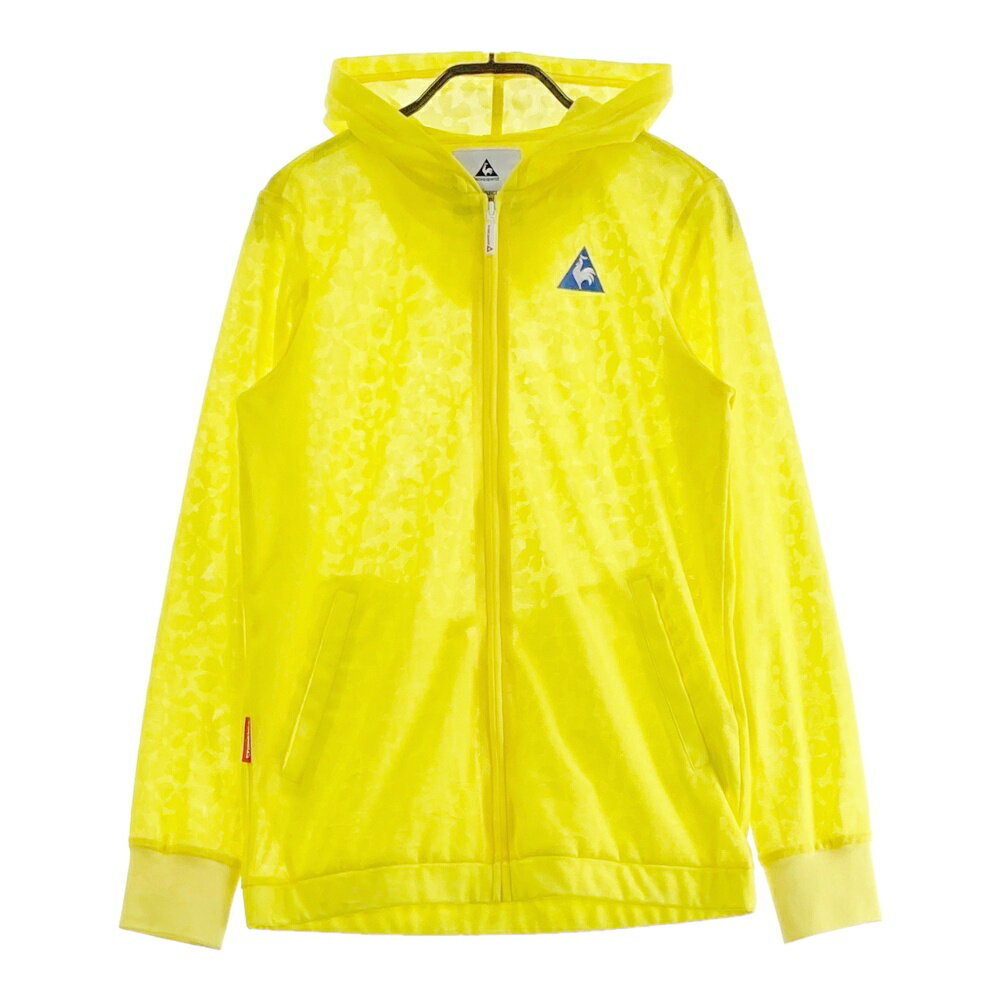 LE COQ GOLF ルコックゴルフ メッシュ ジップパーカー 花 総柄 イエロー系 M 【中古】ゴルフウェア レディース