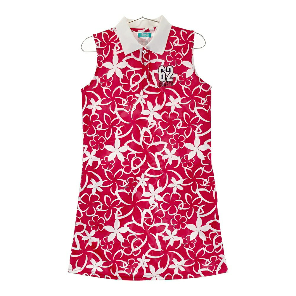 CUARTO UNITED クアルトユナイテッド ノースリーブワンピース 花柄 レッド系 M 【中古】ゴルフウェア ..