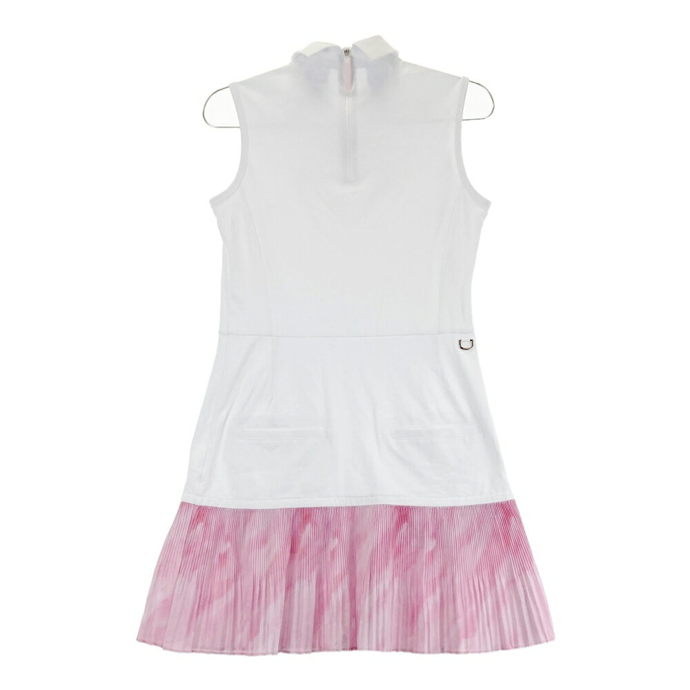 DESCENTE GOLF デサントゴルフ LUXE COLLECTION ノースリーブワンピース タイダイ柄 ホワイト系 M 【中古】ゴルフウェア レディース