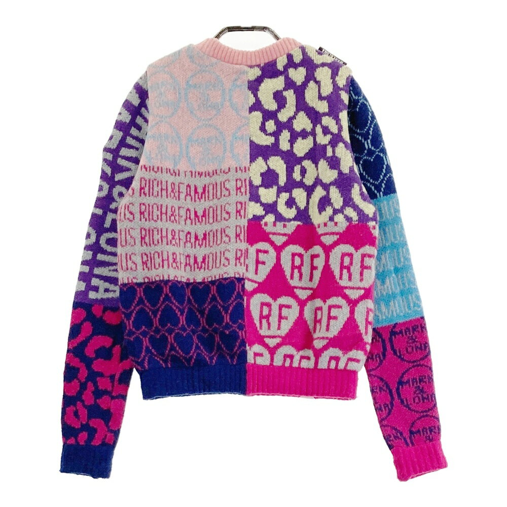 MARK&LONA マークアンドロナ 裏地付 ニットセーター 総柄 ピンク系 36 【中古】ゴルフウェア レディース
