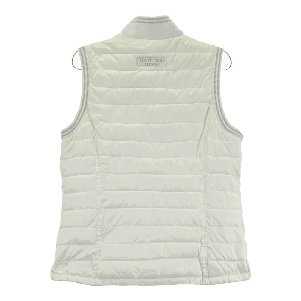 23区GOLF ニジュウサンクゴルフ リバーシブル 中綿ジップベスト 総柄 ホワイト系 2 【中古】ゴルフウェア レディース