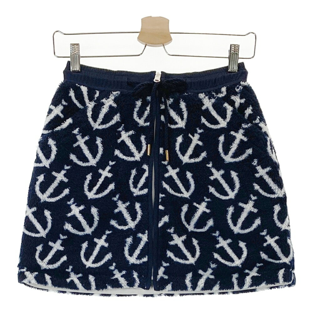 VIVA HEART ビバハート リバーシブル ボアスカート 総柄 ネイビー系 38 【中古】ゴルフウェア レディース