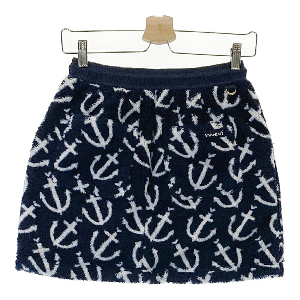 VIVA HEART ビバハート リバーシブル ボアスカート 総柄 ネイビー系 38 【中古】ゴルフウェア レディース