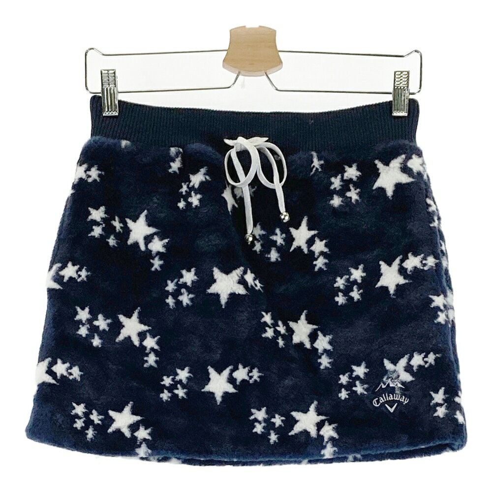 CALLAWAY キャロウェイ ウール混 裏地付 フリーススカート 星柄 ネイビー系 S 【中古】ゴルフウェア レ..