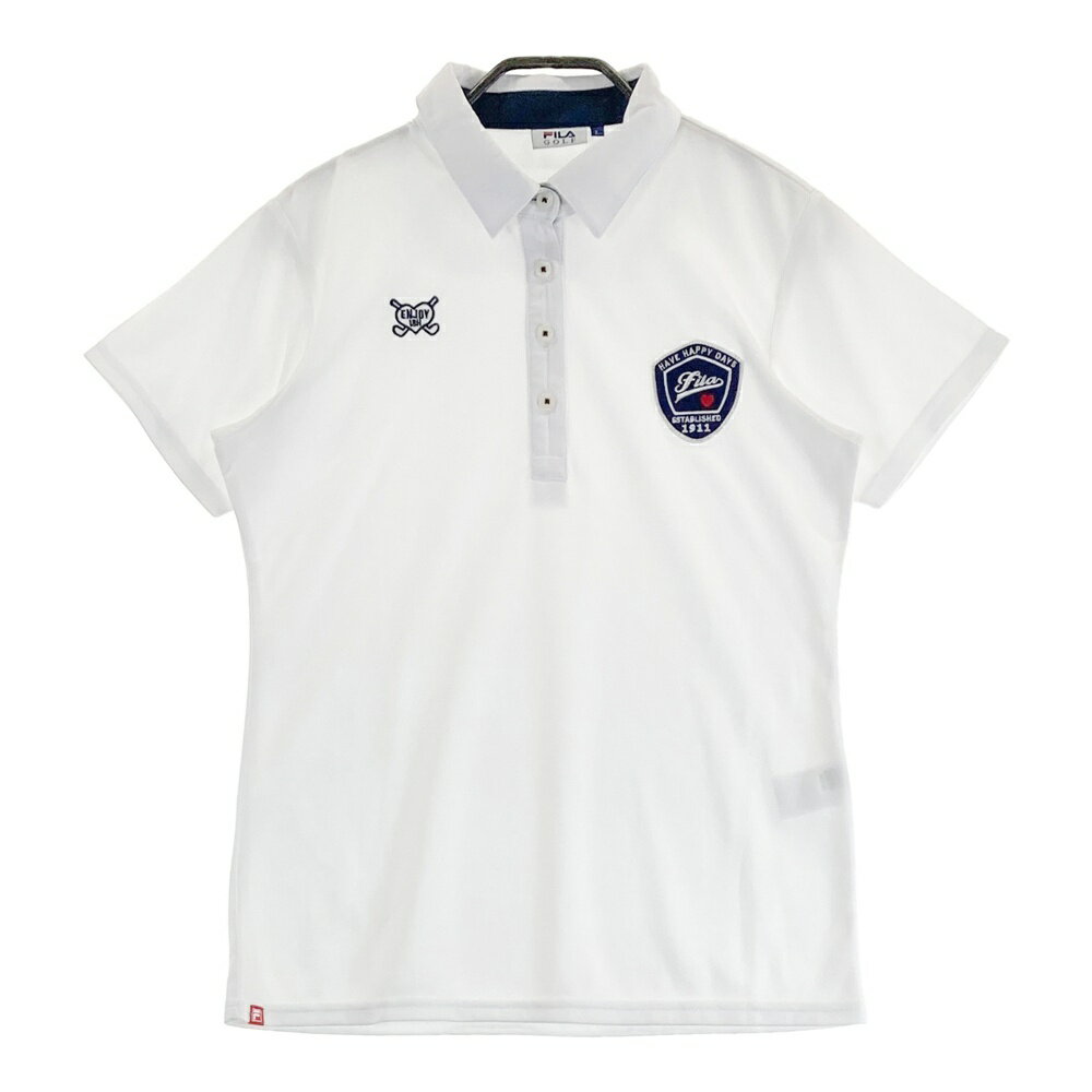FILA GOLF フィラゴルフ 半袖ポロシャツ ホワイト系 L 【中古】ゴルフウェア レディース