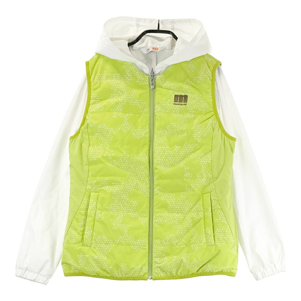 MUNSING WEAR マンシングウェア 3WAY 中綿ベスト 総柄 グリーン系 M 【中古】ゴルフウェア レディース