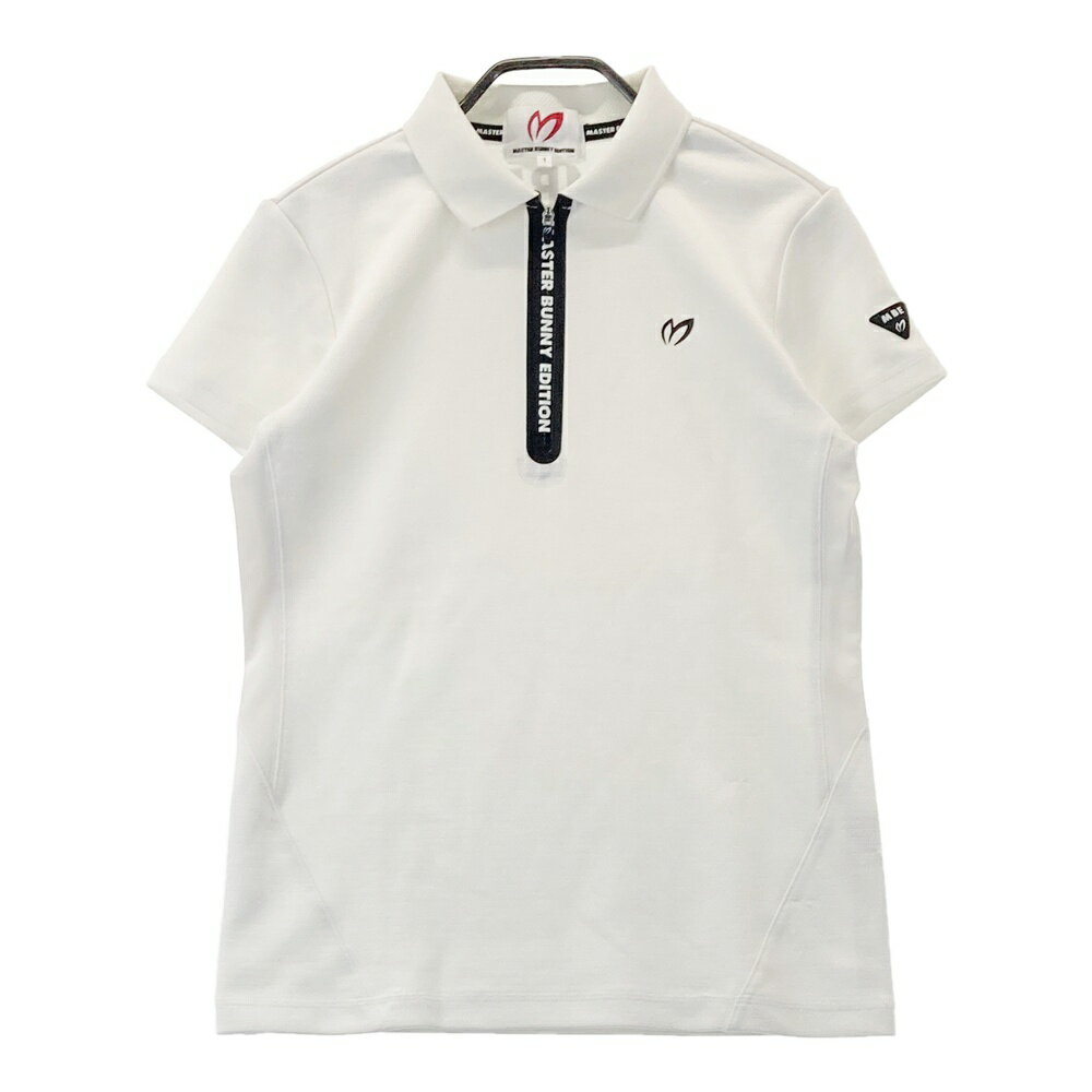 MASTER BUNNY EDITION マスターバニーエディション ハーフジップ 半袖ポロシャツ ホワイト系 1 【中古】ゴルフウェア レディース