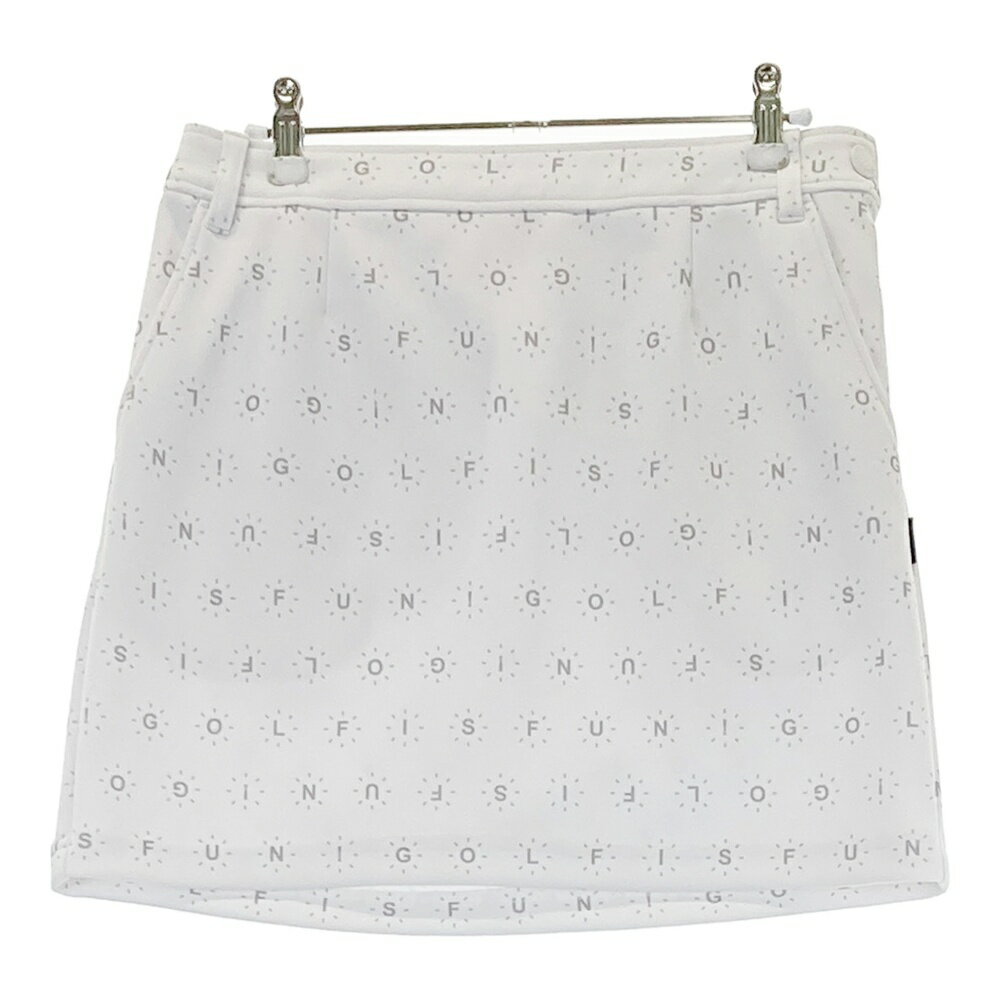 23区GOLF ニジュウサンクゴルフ ストレッチスカート 総柄 ホワイト系 3 【中古】ゴルフウェア レディース