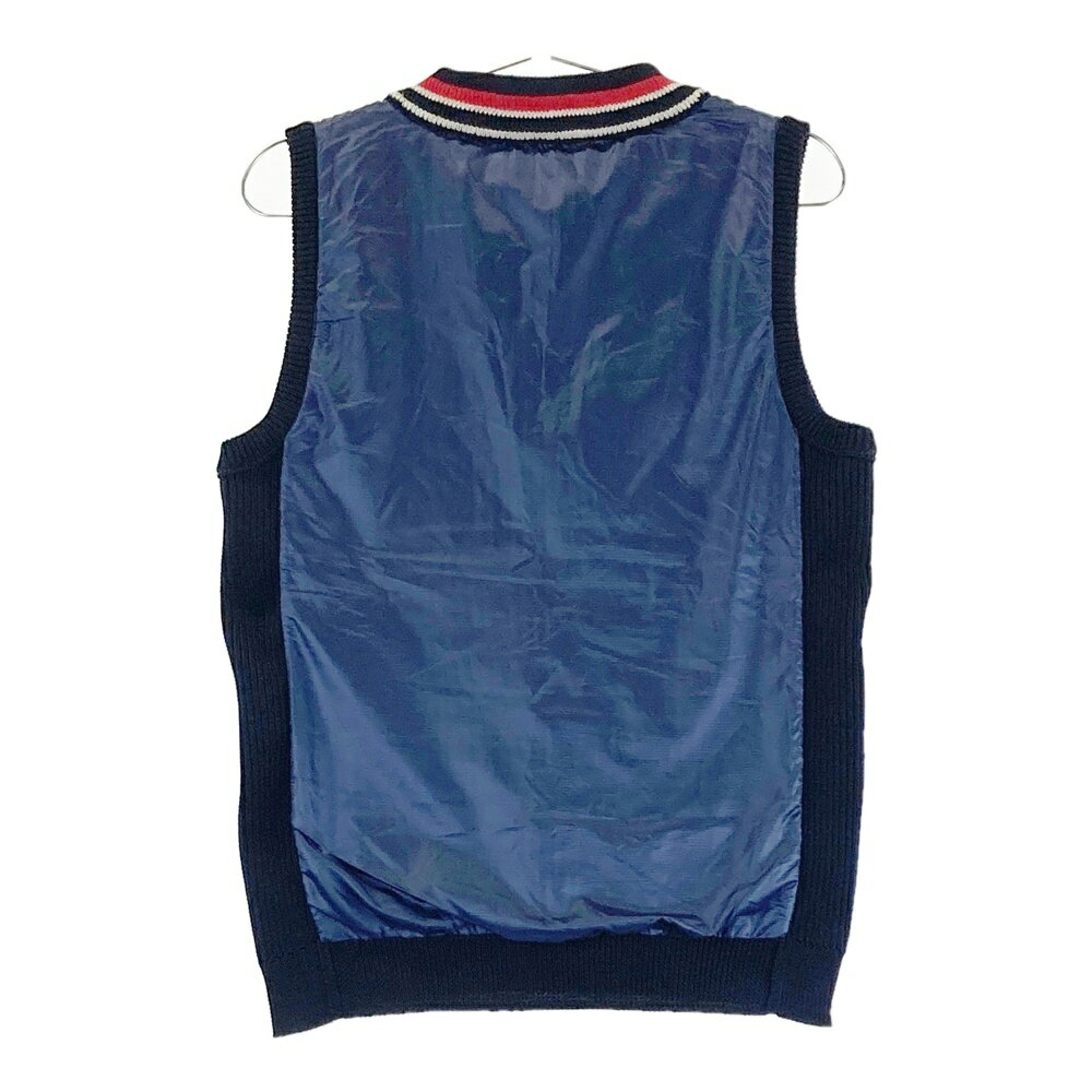 AND PER SE アンパスィ リバーシブル ニットベスト ナイロン切替 総柄 ネイビー系 【中古】ゴルフウェア レディース