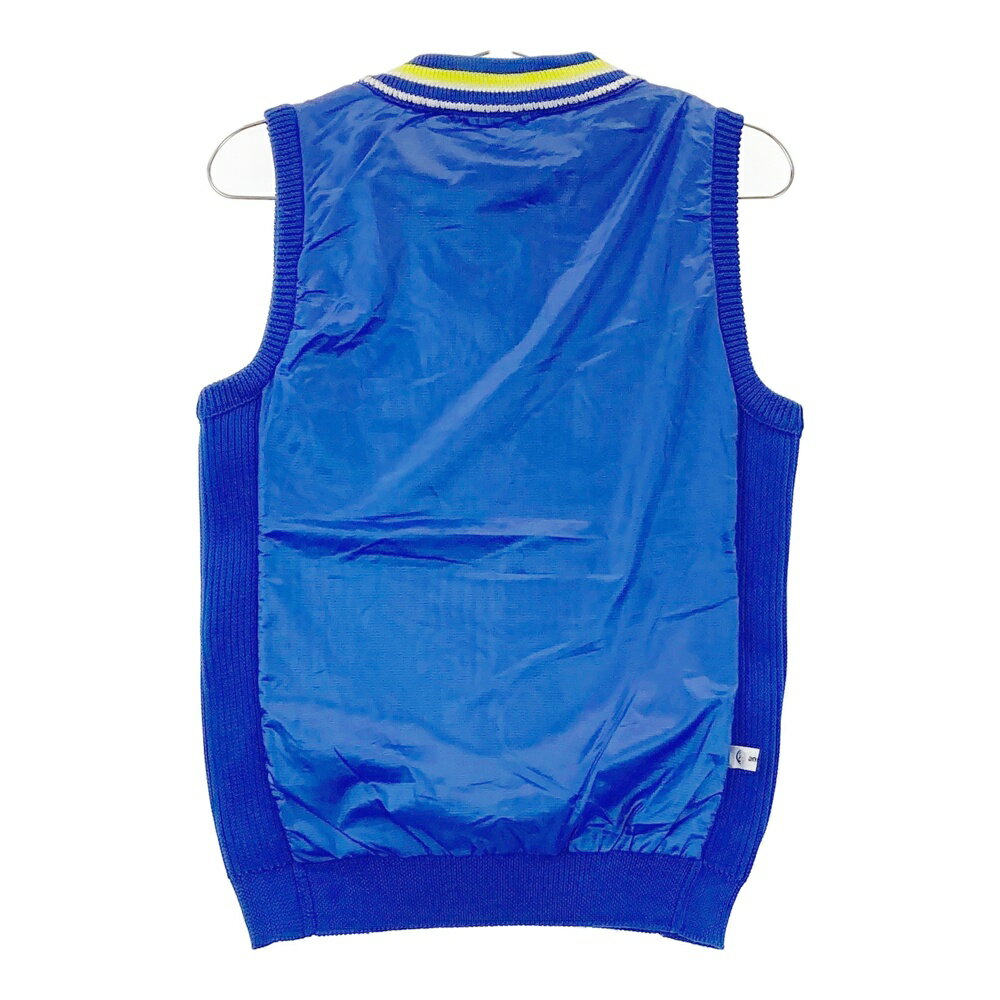 AND PER SE アンパスィ リバーシブル ニットベスト ナイロン切替 総柄 ネイビー系 M 【中古】ゴルフウェア レディース