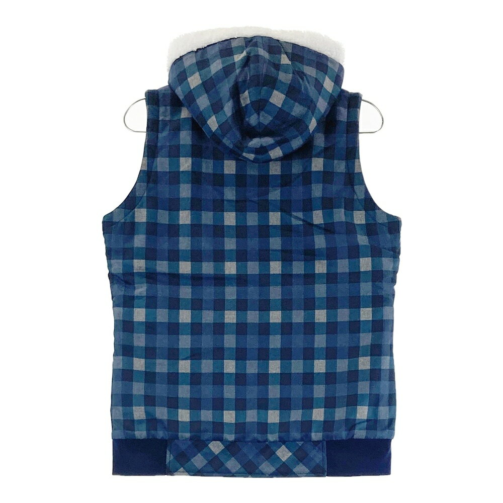 PUMA GOLF プーマゴルフ リバーシブル中綿ベスト チェック柄 ネイビー系 L 【中古】ゴルフウェア レディース