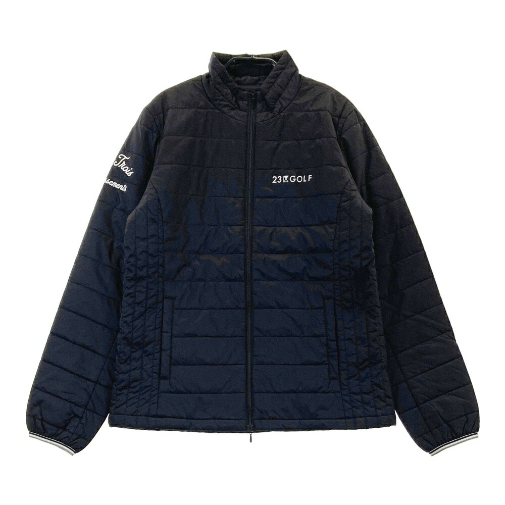 23区GOLF ニジュウサンクゴルフ 長袖 中綿 ジップジャケット ブラック系 0 【中古】ゴルフウェア レディース