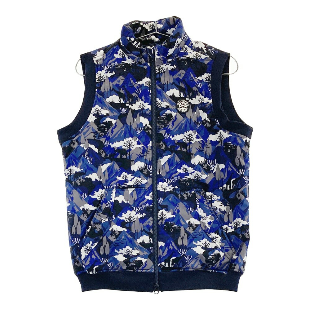 JACK BUNNY ジャックバニー 中綿ベスト 総柄 ネイビー系 2 【中古】ゴルフウェア レディース