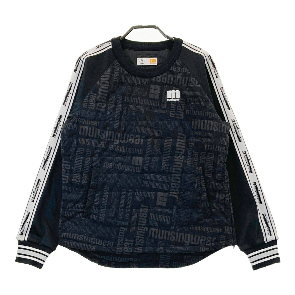 MUNSING WEAR マンシングウェア 中綿 長袖ブルゾン ロゴ総柄 ブラック系 M 【中古】ゴルフウェア レディース