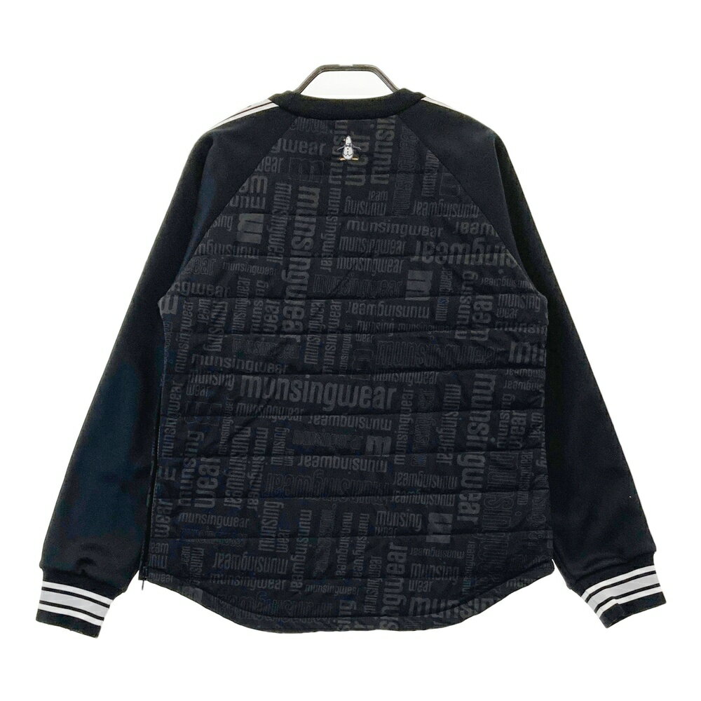 MUNSING WEAR マンシングウェア 中綿 長袖ブルゾン ロゴ総柄 ブラック系 M 【中古】ゴルフウェア レディース