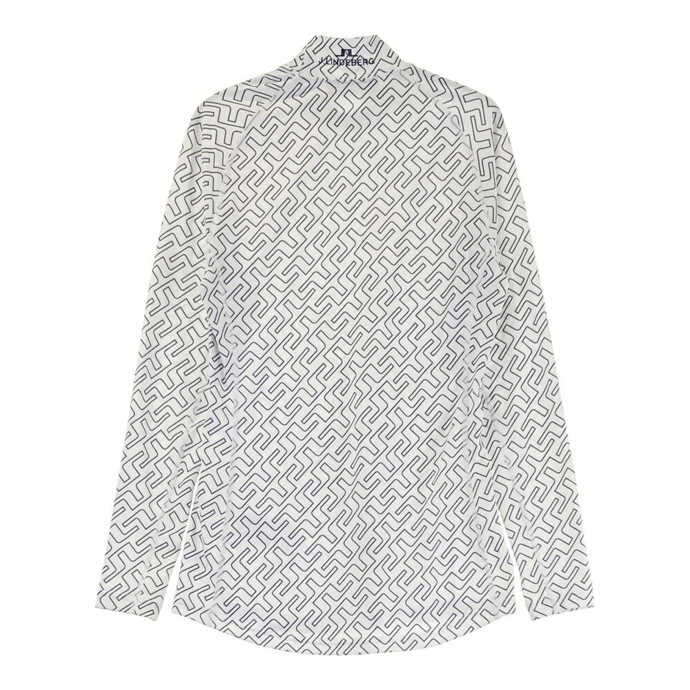 J.LINDEBERG ジェイリンドバーグ ハイネック長袖インナーTシャツ 総柄 ホワイト系 S 【中古】ゴルフウェア レディース