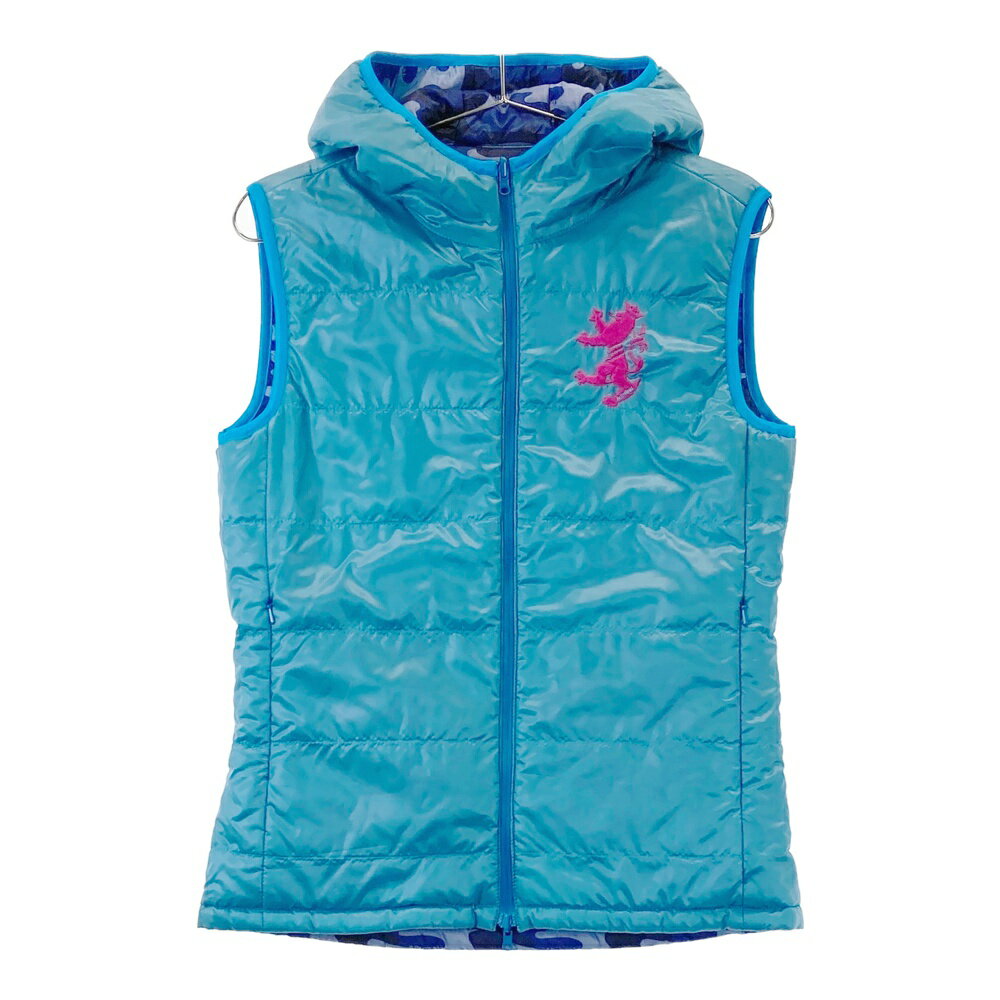 ADMIRAL アドミラル リバーシブル 中綿 ジップベスト 迷彩 カモフラ柄 ブルー系 M 【中古】ゴルフウェア レディース