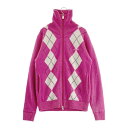 CALLAWAY キャロウェイ ニットジャケット アーガイルチェック ピンク系 L 【中古】ゴルフウェア レディース