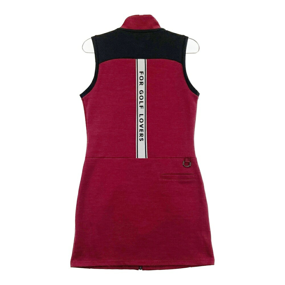 DESCENTE GOLF デサントゴルフ ノースリーブ ワンピース レッド系 M 【中古】ゴルフウェア レディース