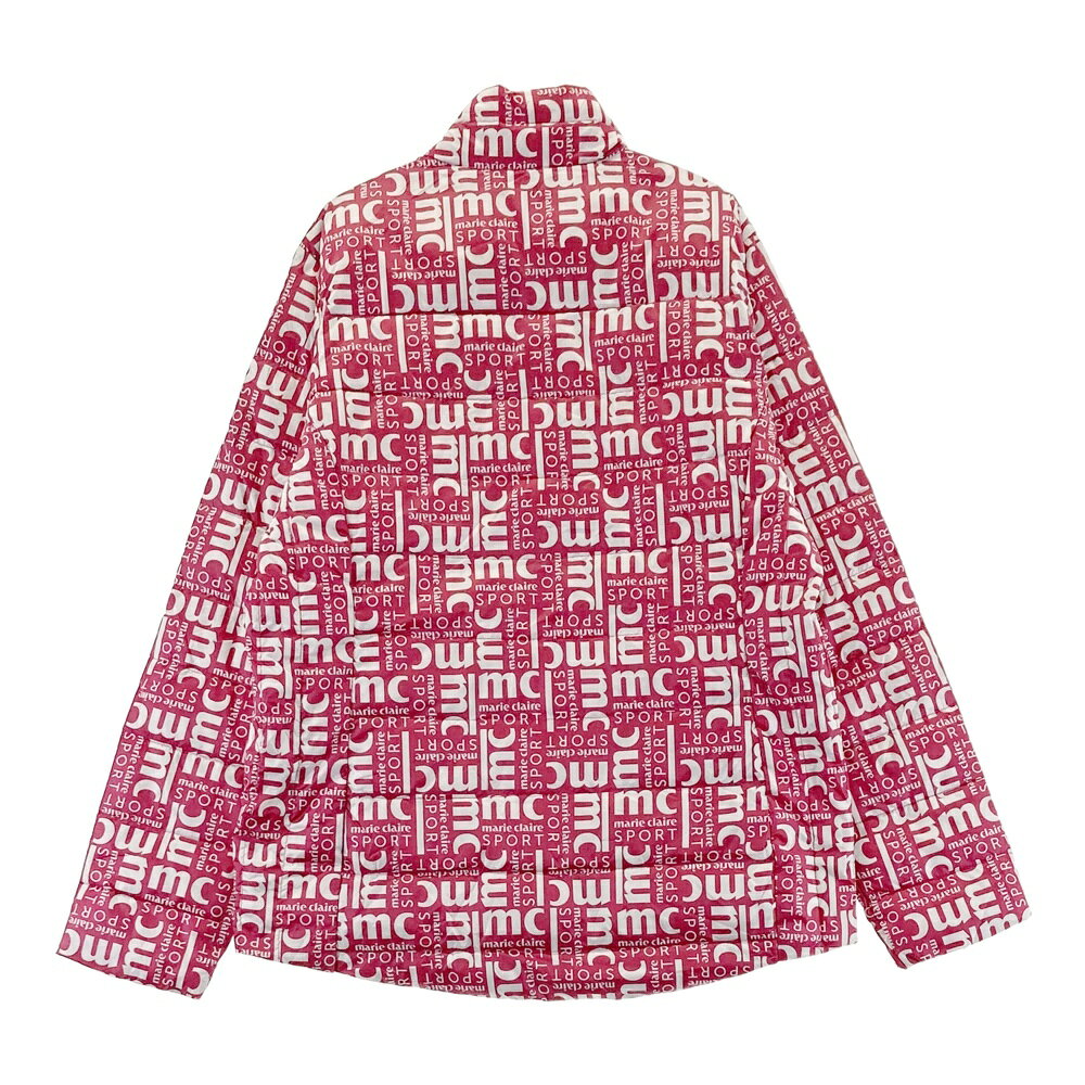 marie claire sport マリクレール スポール 中綿 ダウンジャケット ロゴ総柄 レッド系 L 【中古】ゴルフウェア レディース