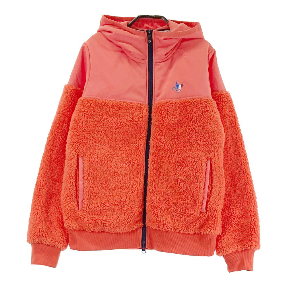 CLUNK クランク フード付 中綿 ボア ジップジャケット オレンジ系 M 【中古】ゴルフウェア レディース