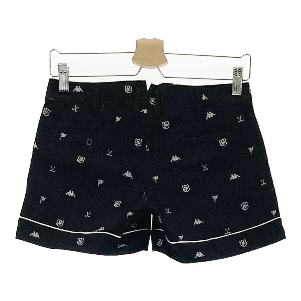 KAPPA GOLF カッパゴルフ ストレッチショートパンツ 総柄 ブラック系 9 【中古】ゴルフウェア レディース
