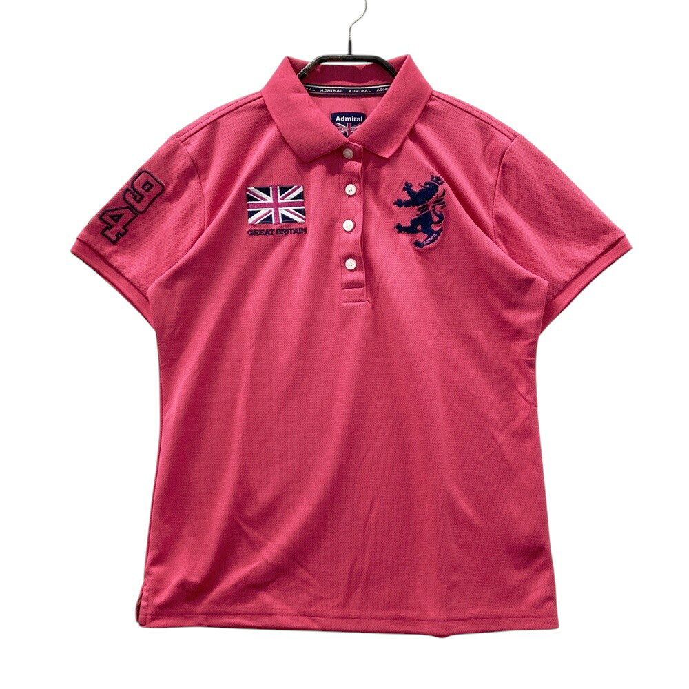 ADMIRAL アドミラル メッシュ 半袖ポロシャツ ピンク系 L 【中古】ゴルフウェア レディース