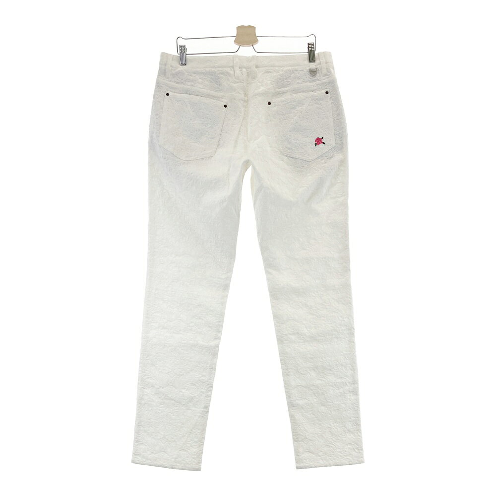 ST ANDREWS セントアンドリュース ストレッチパンツ レース 総柄 ホワイト系 LL 【中古】ゴルフウェア レディース