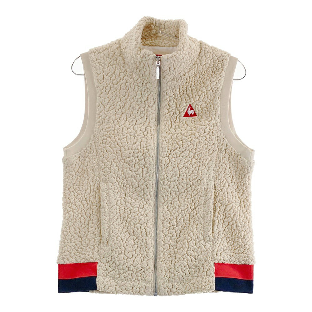 LE COQ GOLF ルコックゴルフ 裏地付 ボアジップベスト ベージュ系 L 【中古】ゴルフウェア レディース