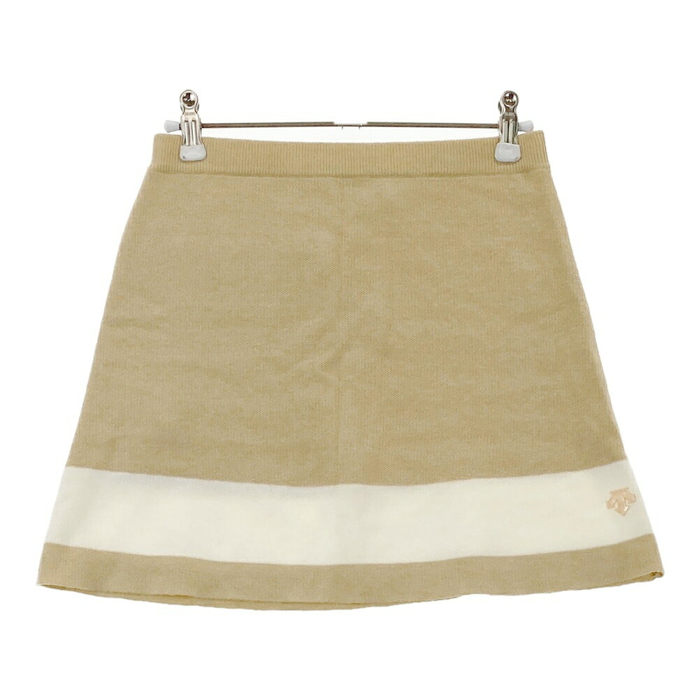 DESCENTE GOLF デサントゴルフ ウール混 ニットスカート ベージュ系 S 【中古】ゴルフウェア レディース