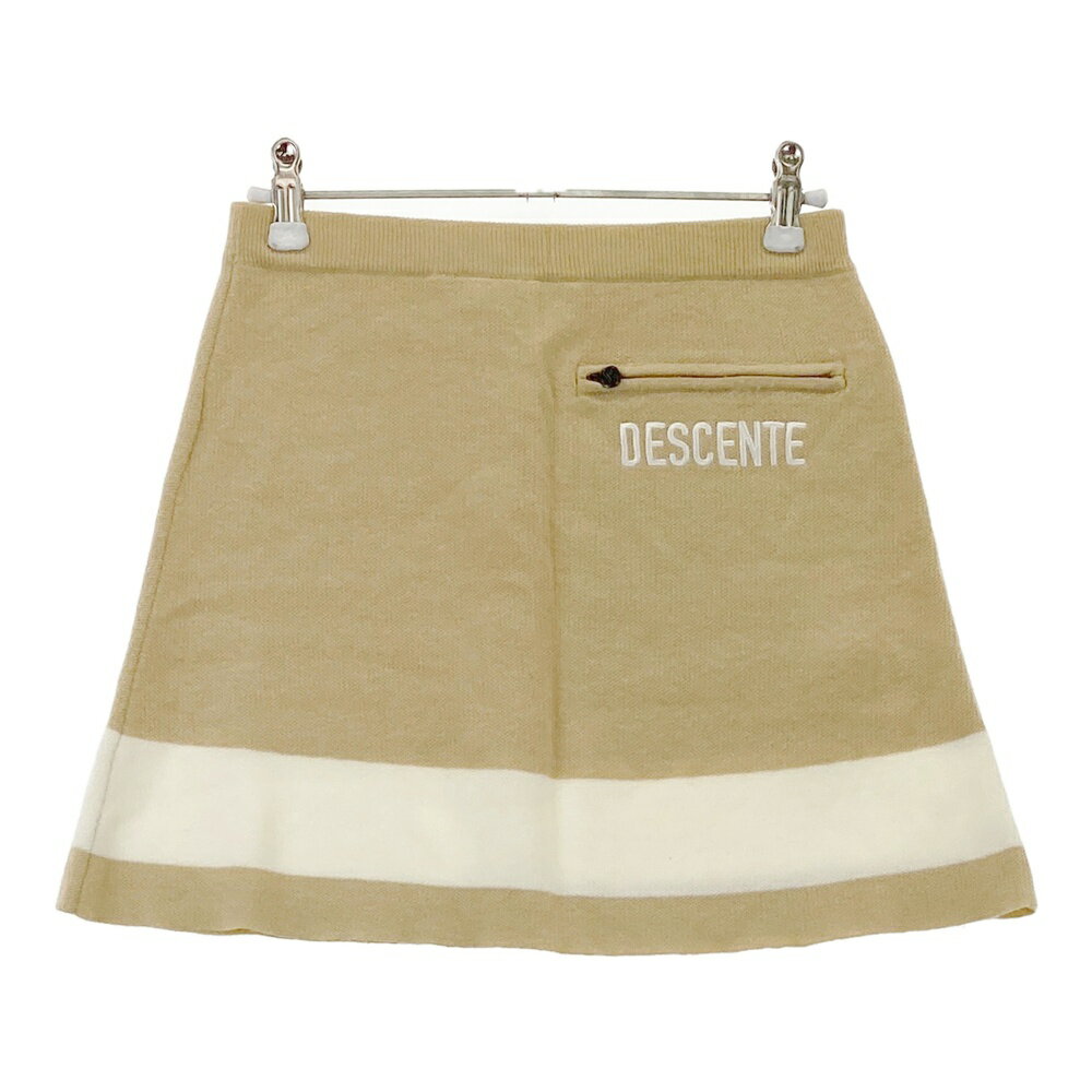 DESCENTE GOLF デサントゴルフ ウール混 ニットスカート ベージュ系 S 【中古】ゴルフウェア レディース