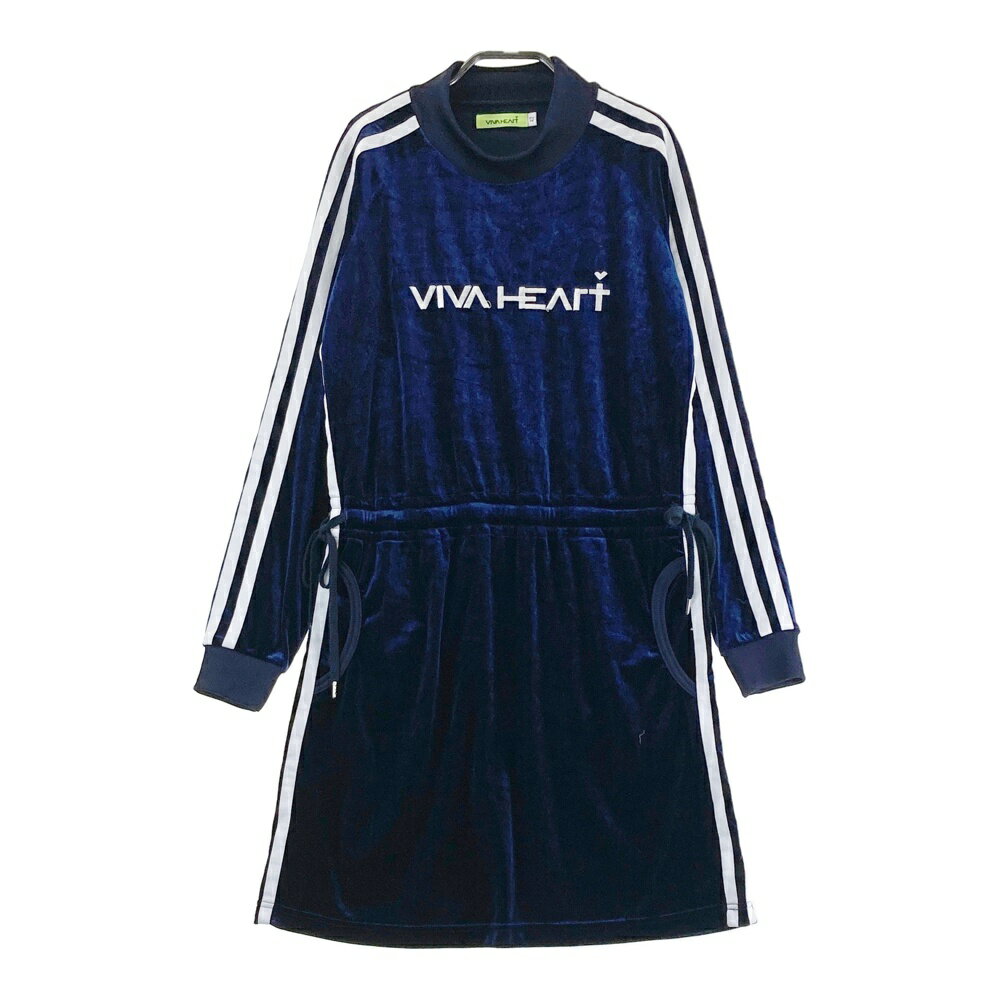 VIVA HEART ビバハート ベロア 長袖ワンピース ネイビー系 42 【中古】ゴルフウェア レディース